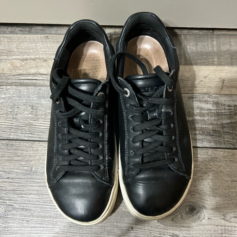 Birkenstock bend low Black Leather Low-Top Sneakers with Off-White Sole cork - Picture 4 of 13